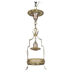 Small Gothic Revival Brass and Nickel Hall Fixture