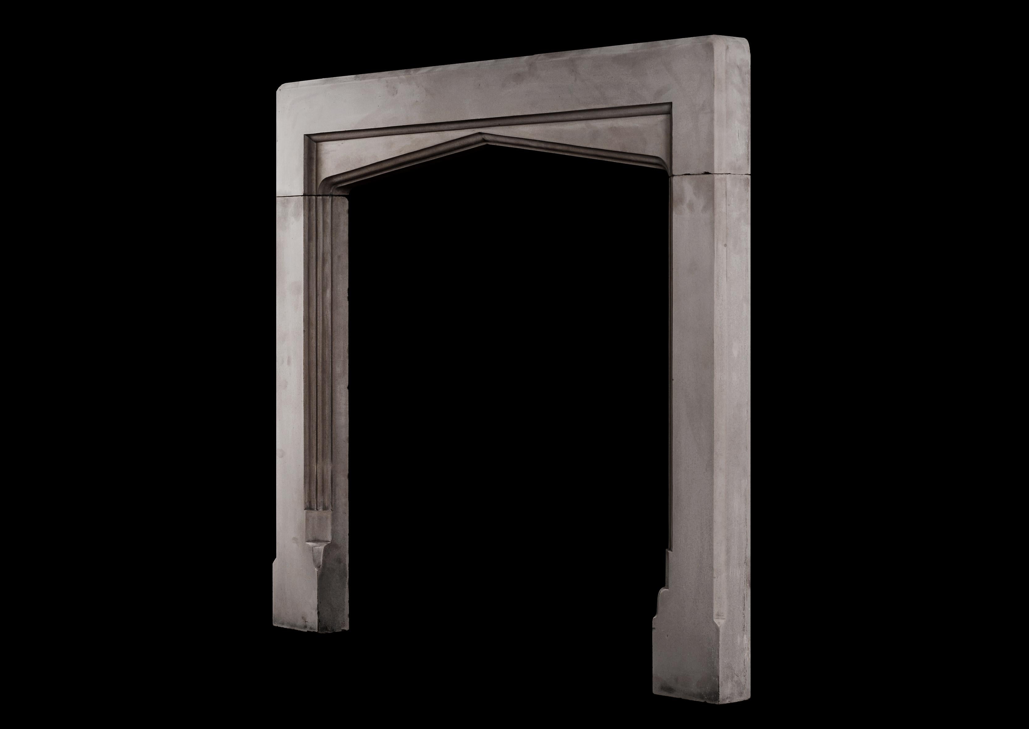 Small Gothic Style Fireplace in Purbeck Stone In Good Condition For Sale In London, GB