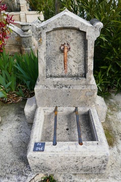Small Gothic Wall Fountain in Natural Patinated Stone, Fountain from Provence