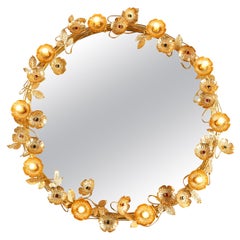 Brass light up 'Gracie' Flower Wall Mirror