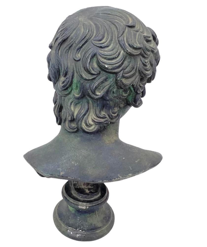 Small Grand Tour Bronze Bust of Antinous In Good Condition In Bradenton, FL