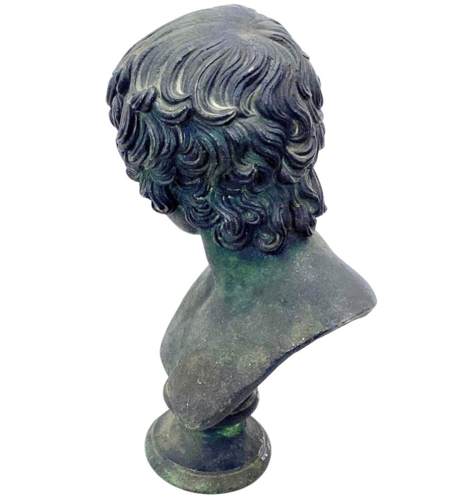 19th Century Small Grand Tour Bronze Bust of Antinous