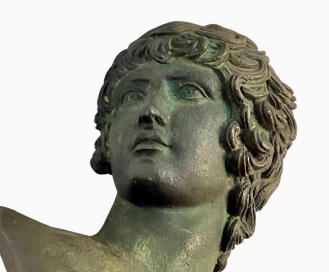 Small Grand Tour Bronze Bust of Antinous 2