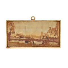 Small Grand Tour Pietra Paesina (Ruin Marble) Bronze Mounted Plaque or Curio