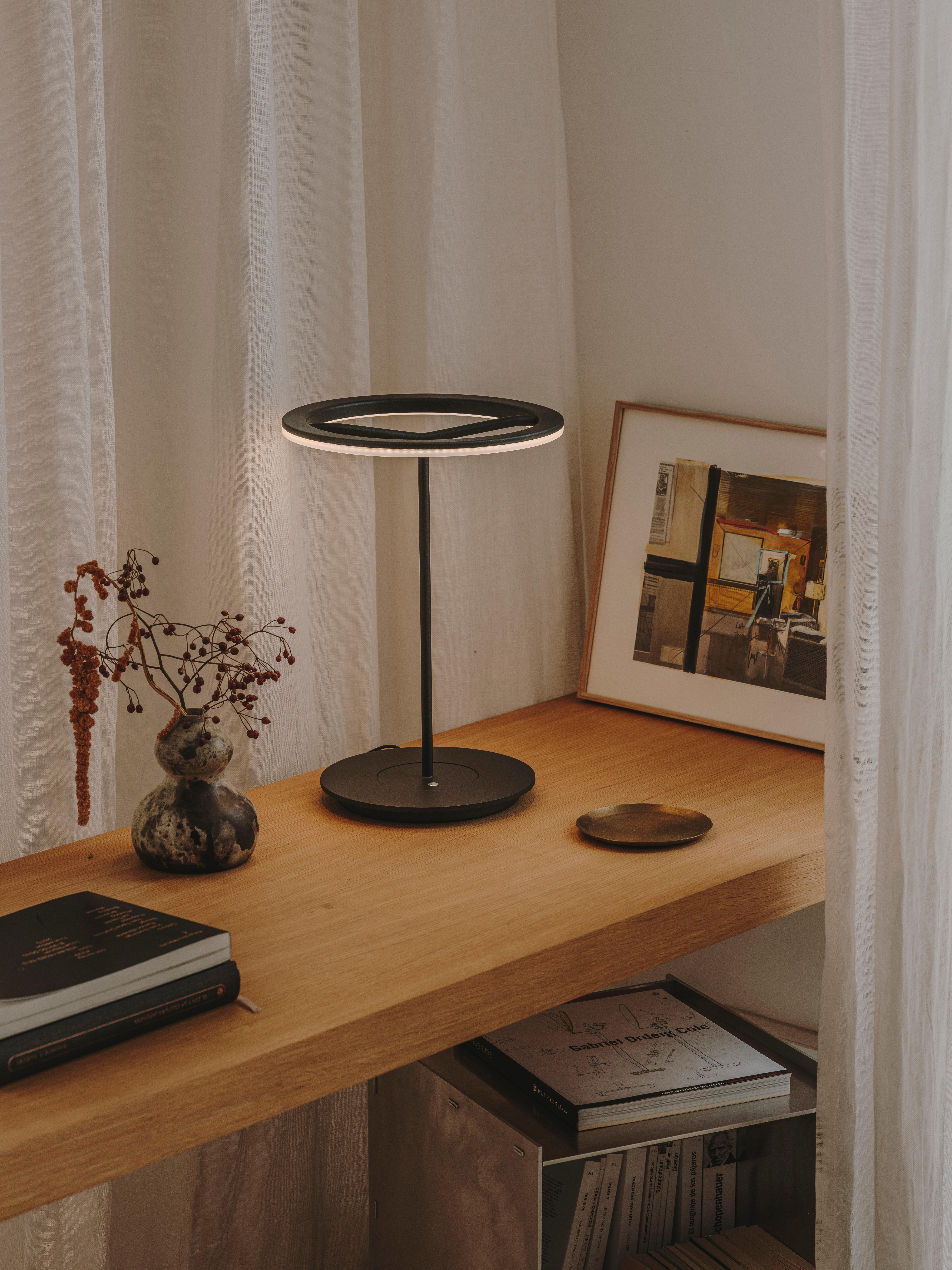 Contemporary Small Graphite Sin Table Lamp by Antoni Arola For Sale
