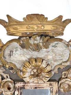 Small Gray and Gold Mirror Made from 18th Century Italian Fragments