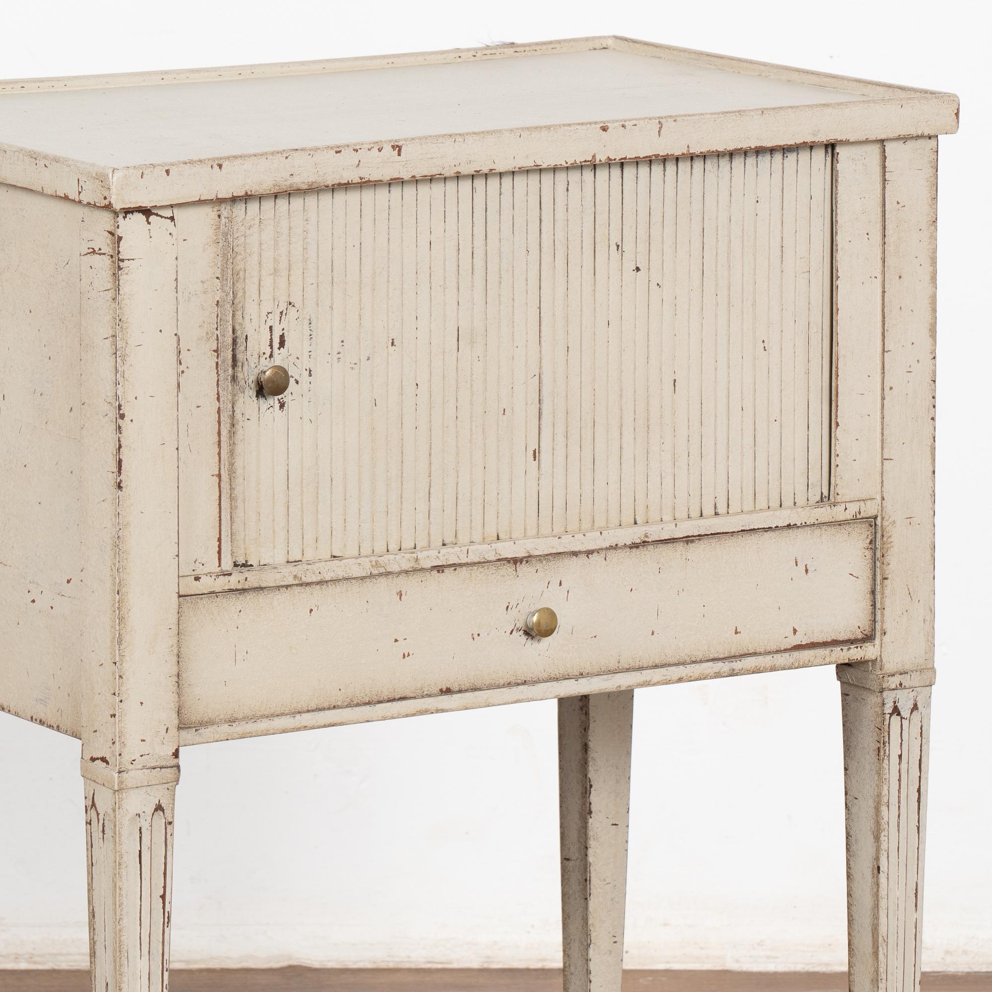 Oak Small Gray Painted Cabinet Side Table, Sweden circa 1880