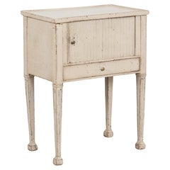 Small Gray Painted Cabinet Side Table, Sweden circa 1880