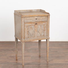 Small Gray Painted Gustavian Cabinet Nightstand, Sweden circa 1840