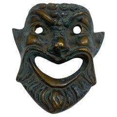 Petit Masque de Théâtre Grec en Bronze Laiton Suspension Murale Décorative 1970 Art of Vintage