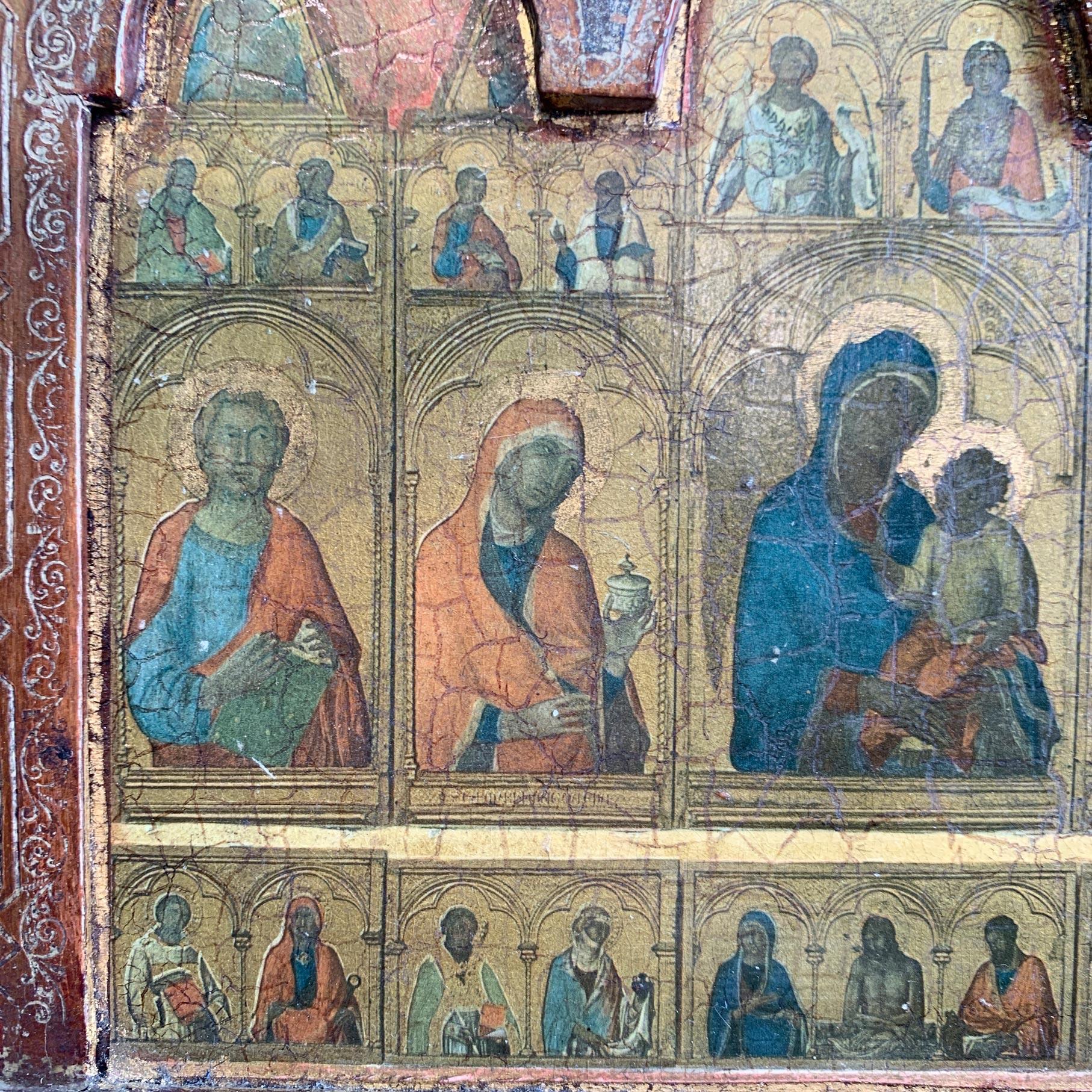 Small Greek Orthodox 19th Century Icon Painting on Wood In Good Condition In Hastings, GB