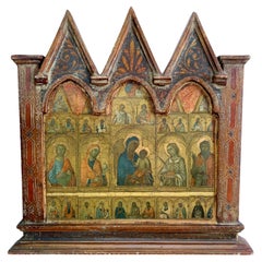 Petite peinture iconique grecque orthodoxe du 19ème siècle sur bois