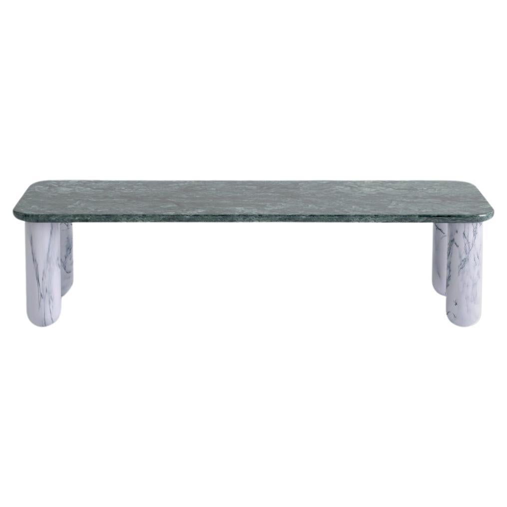 Small Green and White Marble "Sunday" Coffee Table, Jean-Baptiste Souletie For Sale