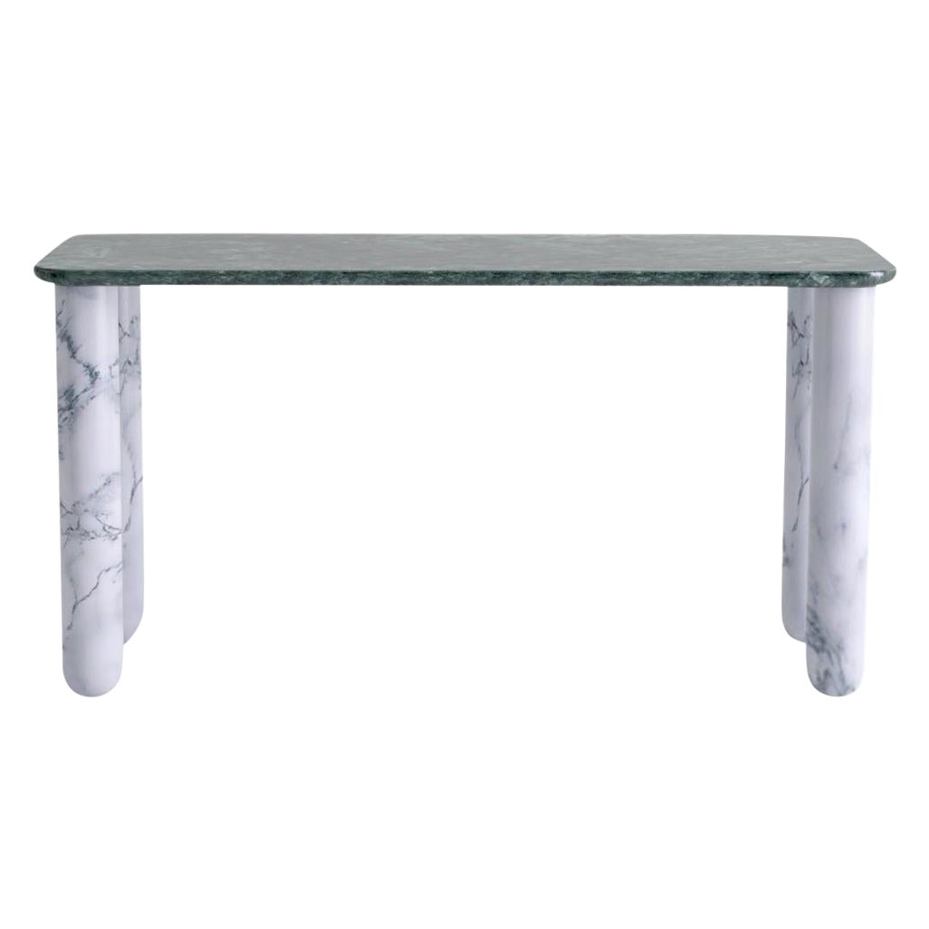 Small Green and White Marble "Sunday" Dining Table, Jean-Baptiste Souletie For Sale