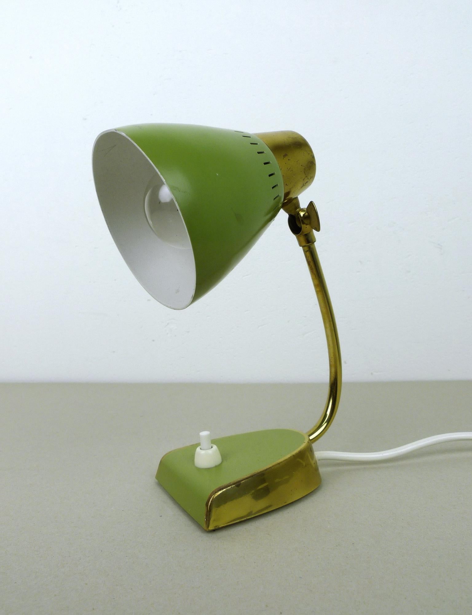 Mid-Century Modern Small Green Bedside Table Lamp, Germany, 1950s
