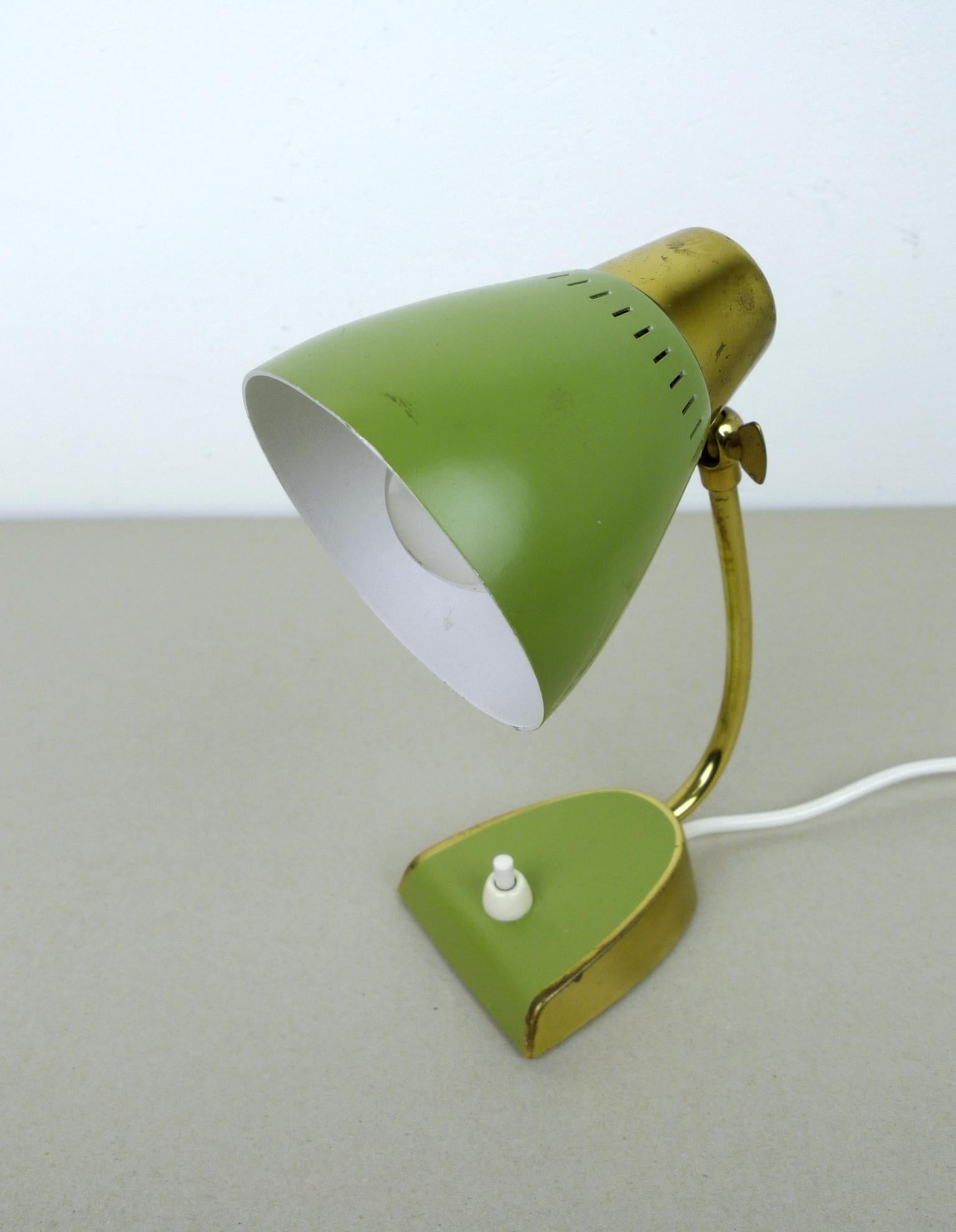 Lacquered Small Green Bedside Table Lamp, Germany, 1950s
