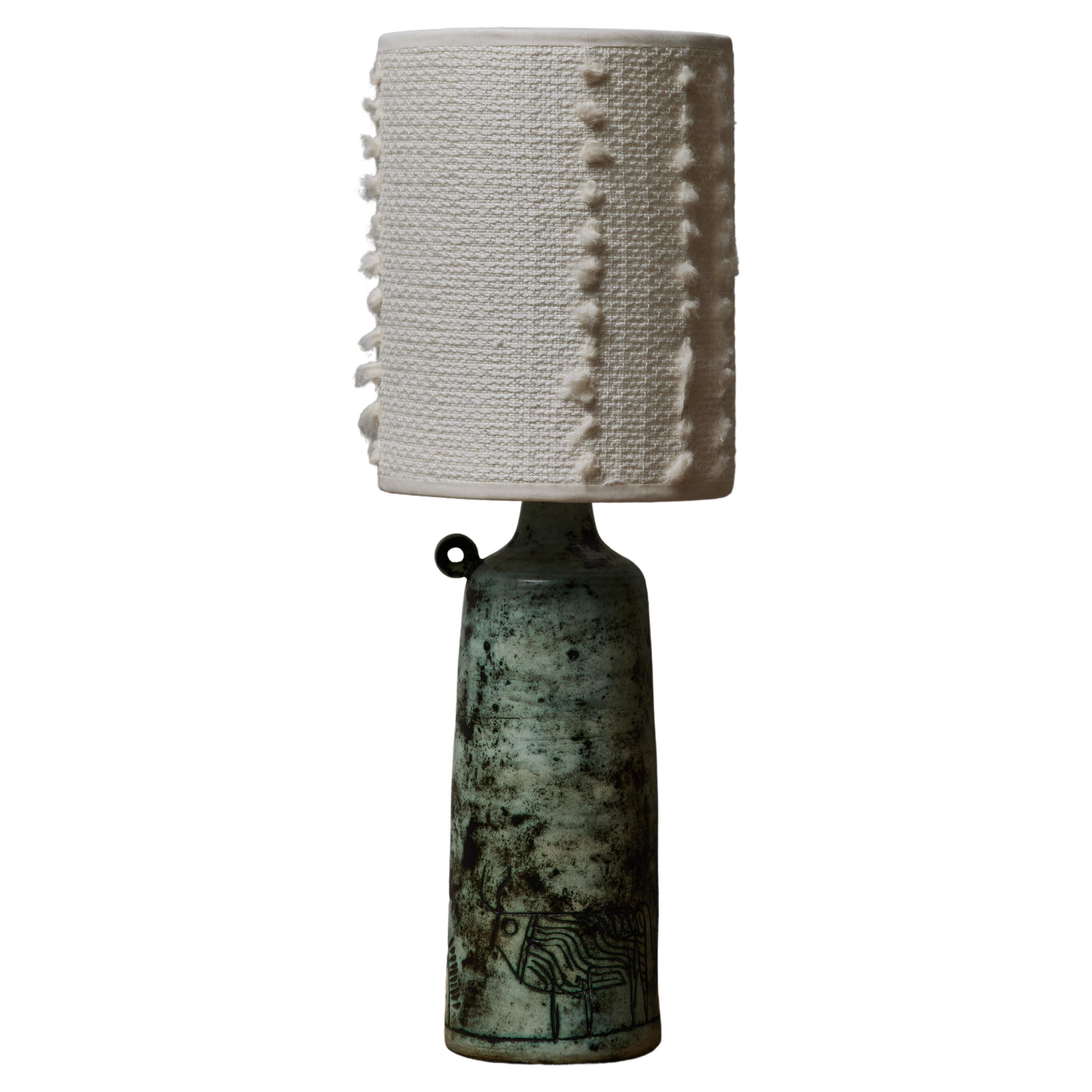 Small Green Ceramic Table Lamp by Jacques Blin at 1stDibs
