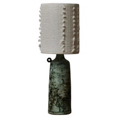 Vintage Small Green Ceramic Table Lamp by Jacques Blin