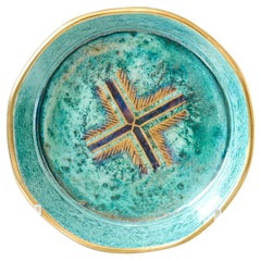 Small Green & Gold Art Deco Lustre Bowl by Josef Ekberg. Gustavsberg Sweden 1929