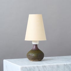 Small Green Mid-Century Stoneware Table Lamp by Rolf Palm, Sweden, 1960s.