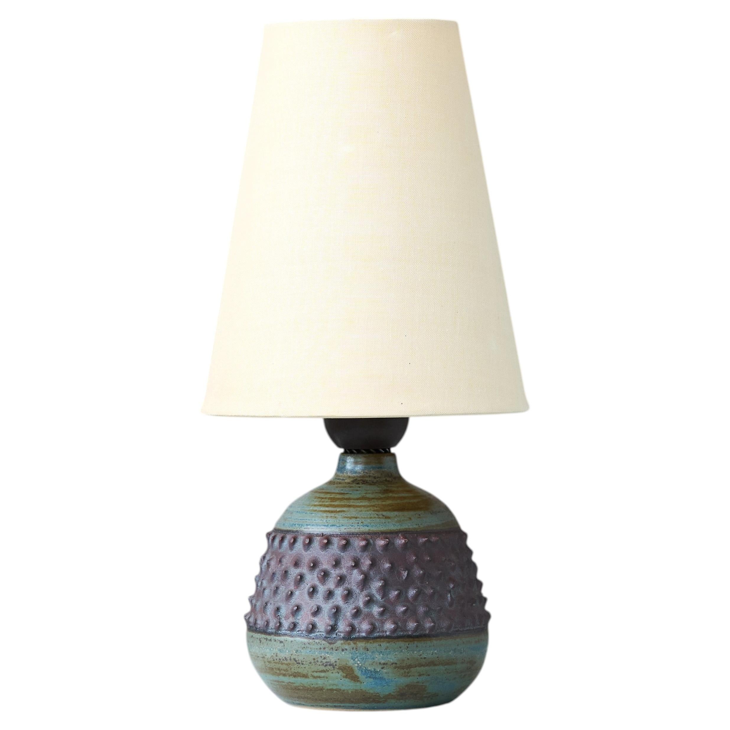 Small Green Mid-Century Stoneware Table Lamp by Rolf Palm, Sweden, 1960s.