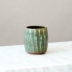 Small Green Stoneware Vase by Gunnar Nylund for Rorstrand, Sweden, 1960s.