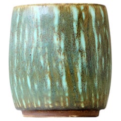 Small Green Stoneware Vase by Gunnar Nylund for Rorstrand, Sweden, 1960s.