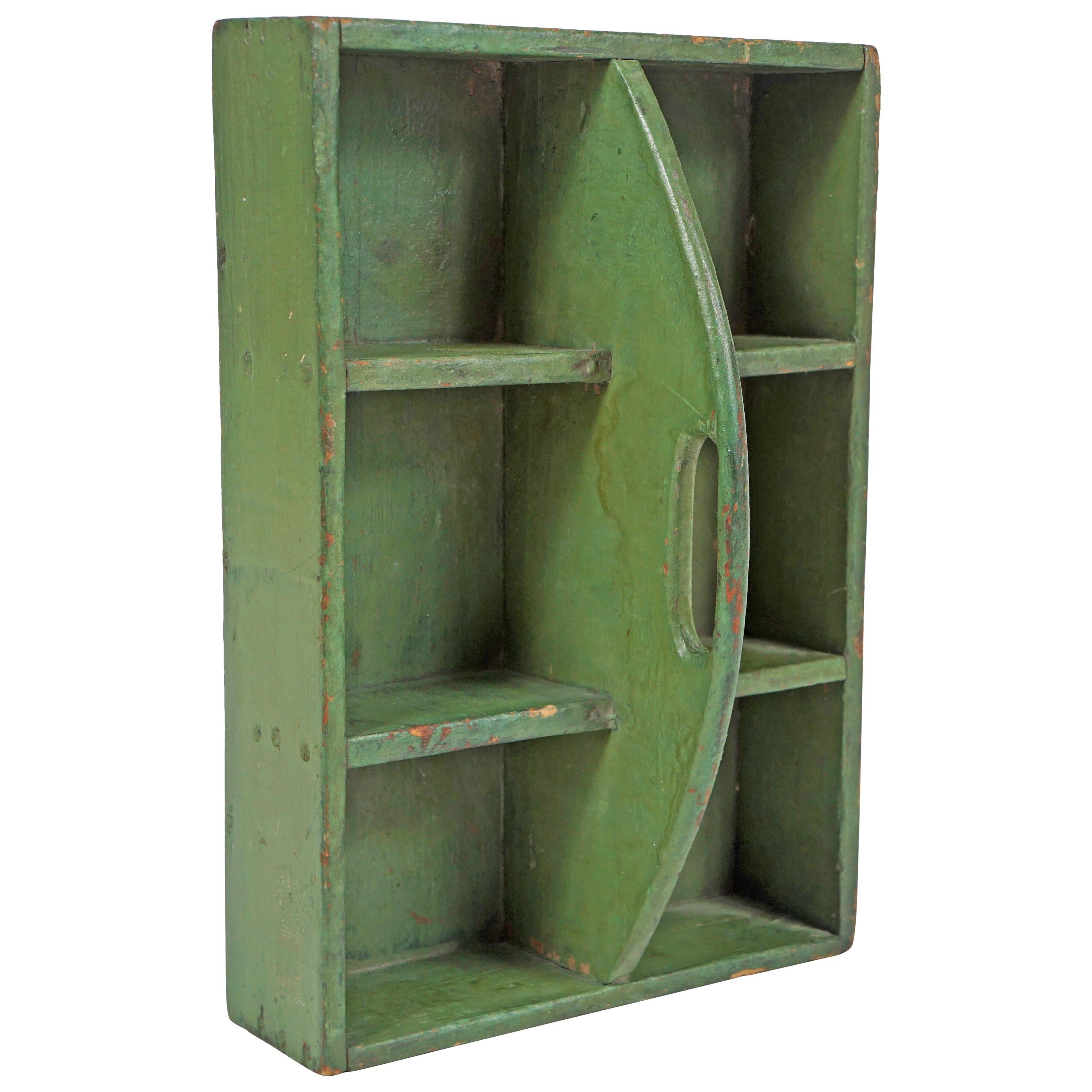 Small Green Tool Box or Hanging Shelf For Sale