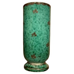 Small Green Vase With Small Leaves by Wilhelm Kåge