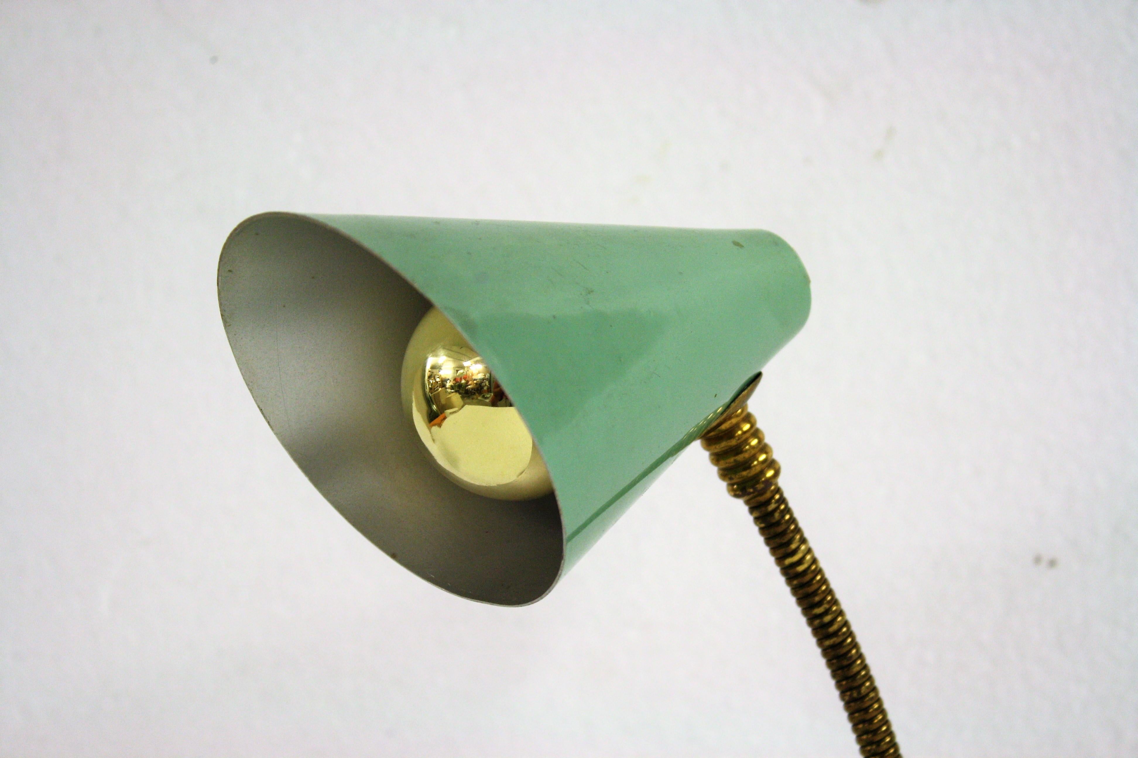Mid-Century Modern Small Green Vintage Desk Lamp Made in Italy, 1950s
