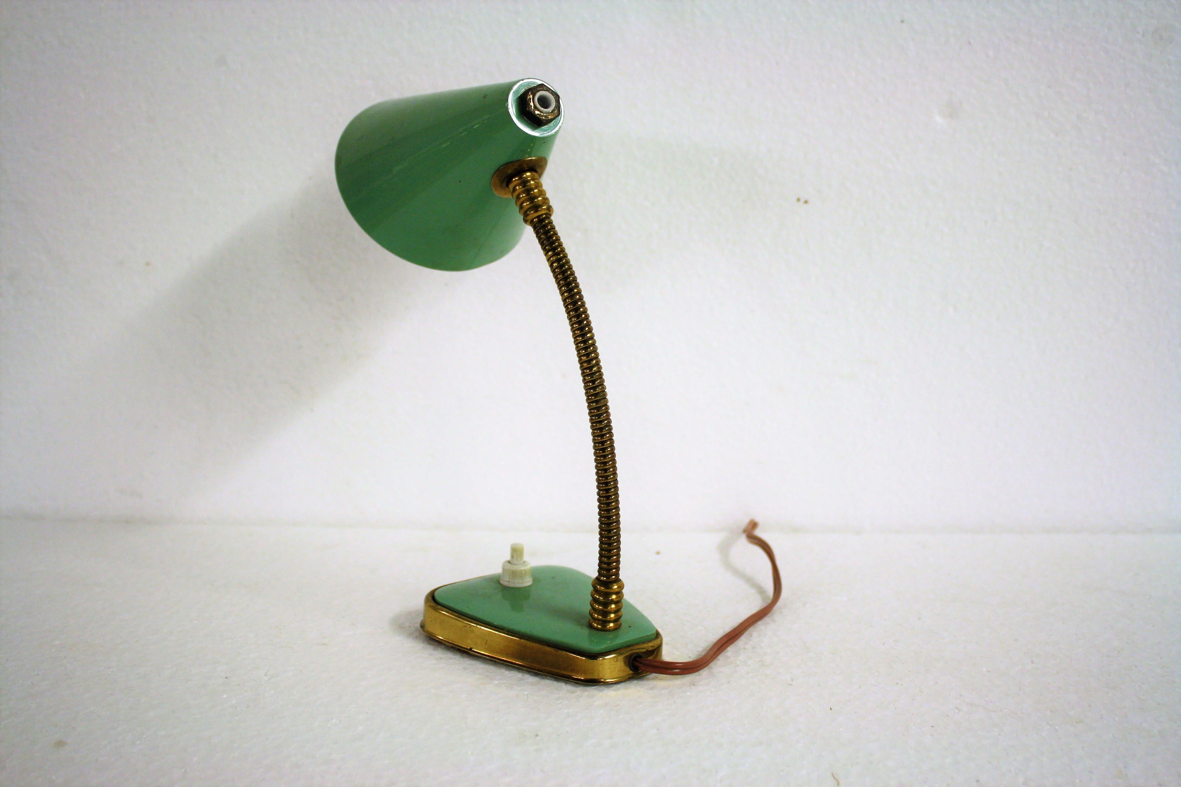 Italian Small Green Vintage Desk Lamp Made in Italy, 1950s