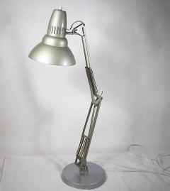 Small Grey Desk, Table Lamp by Luxo