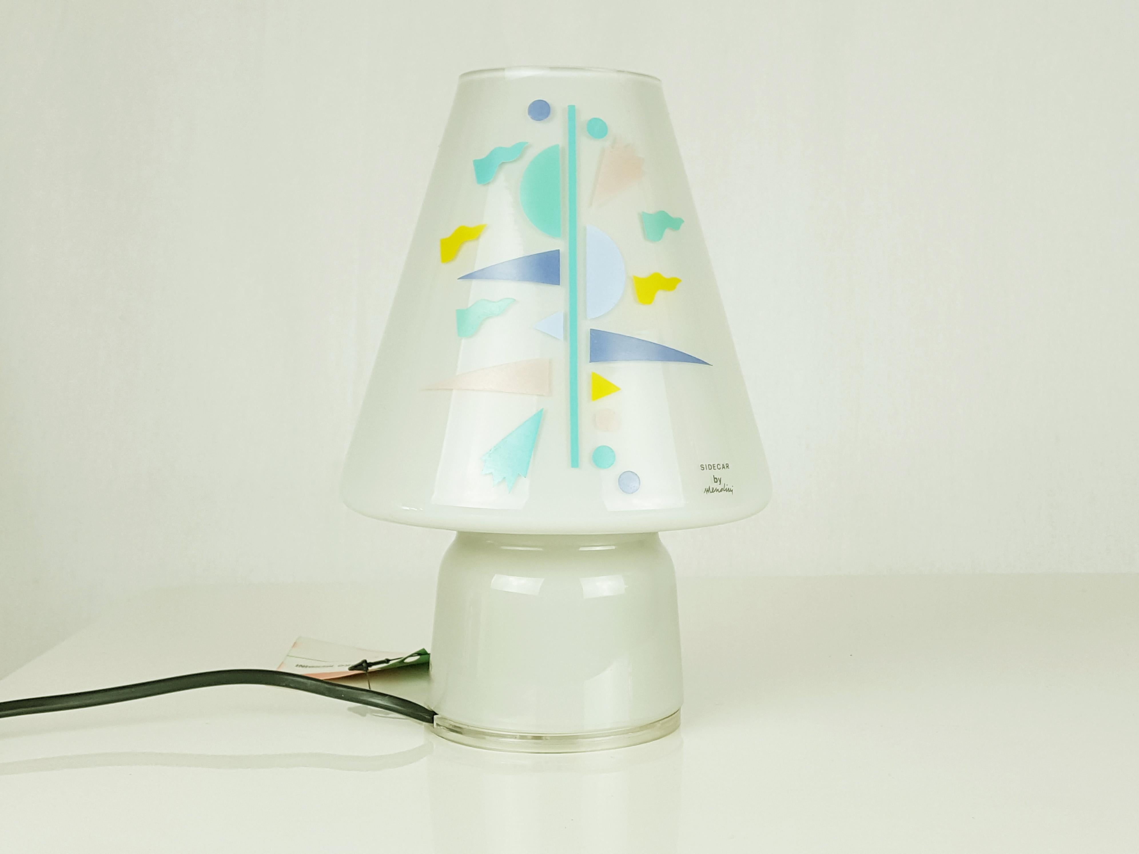 Post-Modern Small Grey Glass Shade Table Lamp Bibi by A. Mendini for Artemide-Sidecar, 1993 For Sale