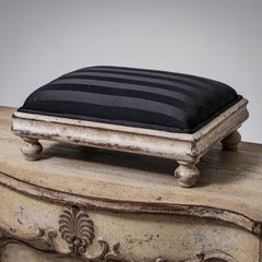 Small Grey-Painted Footstool, 19th Century