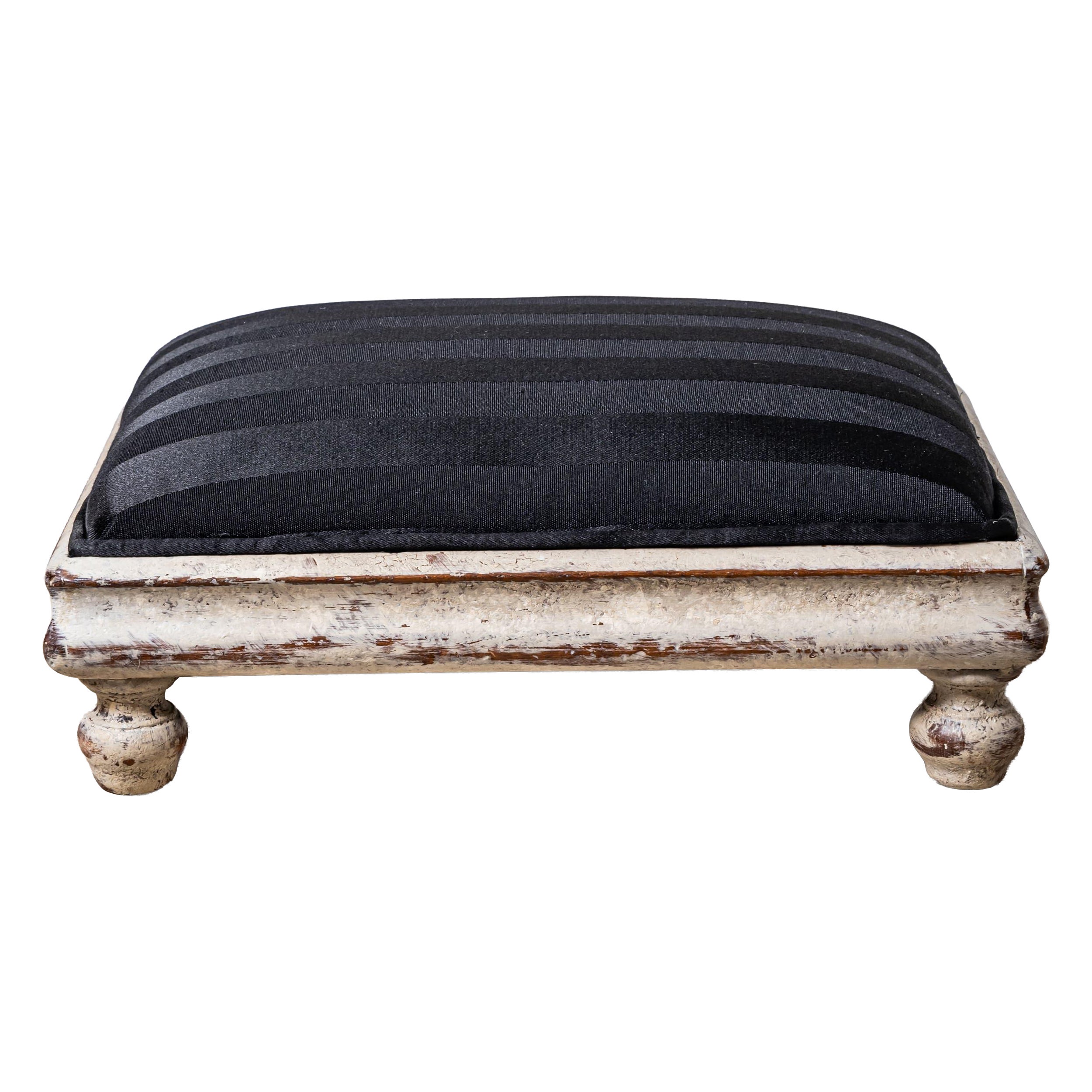 Small Grey-Painted Footstool, 19th Century For Sale