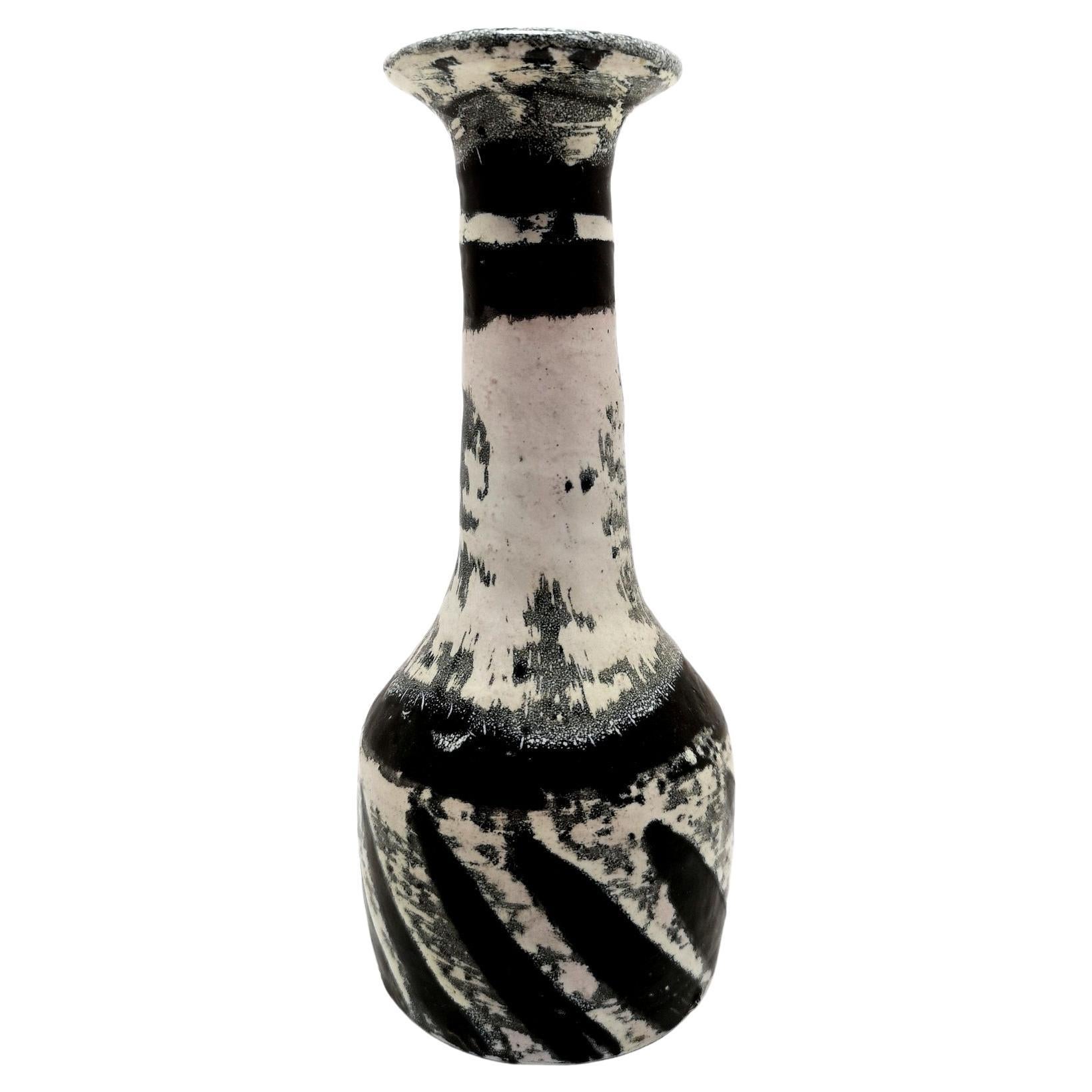 Small Greyscale Mid-Century Modern Vase by Livia Gorka, 1970s For Sale