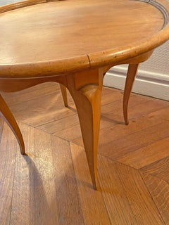 Small Gueridon or Side Table in Beech and Ash Neoclassic Style, circa 1950