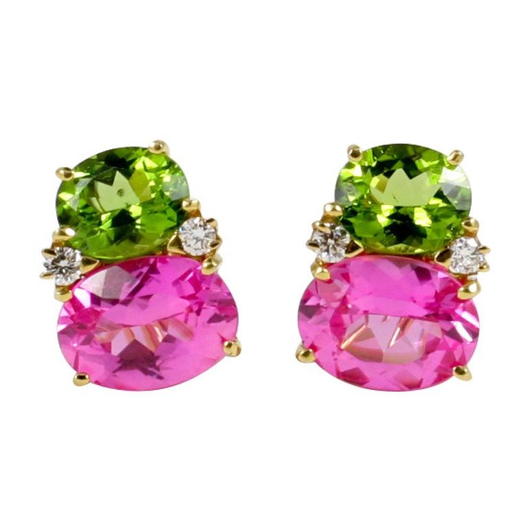 Christina Addison Small Gum Drop Ring with Pink Topaz and Peridot and Diamonds For Sale 9