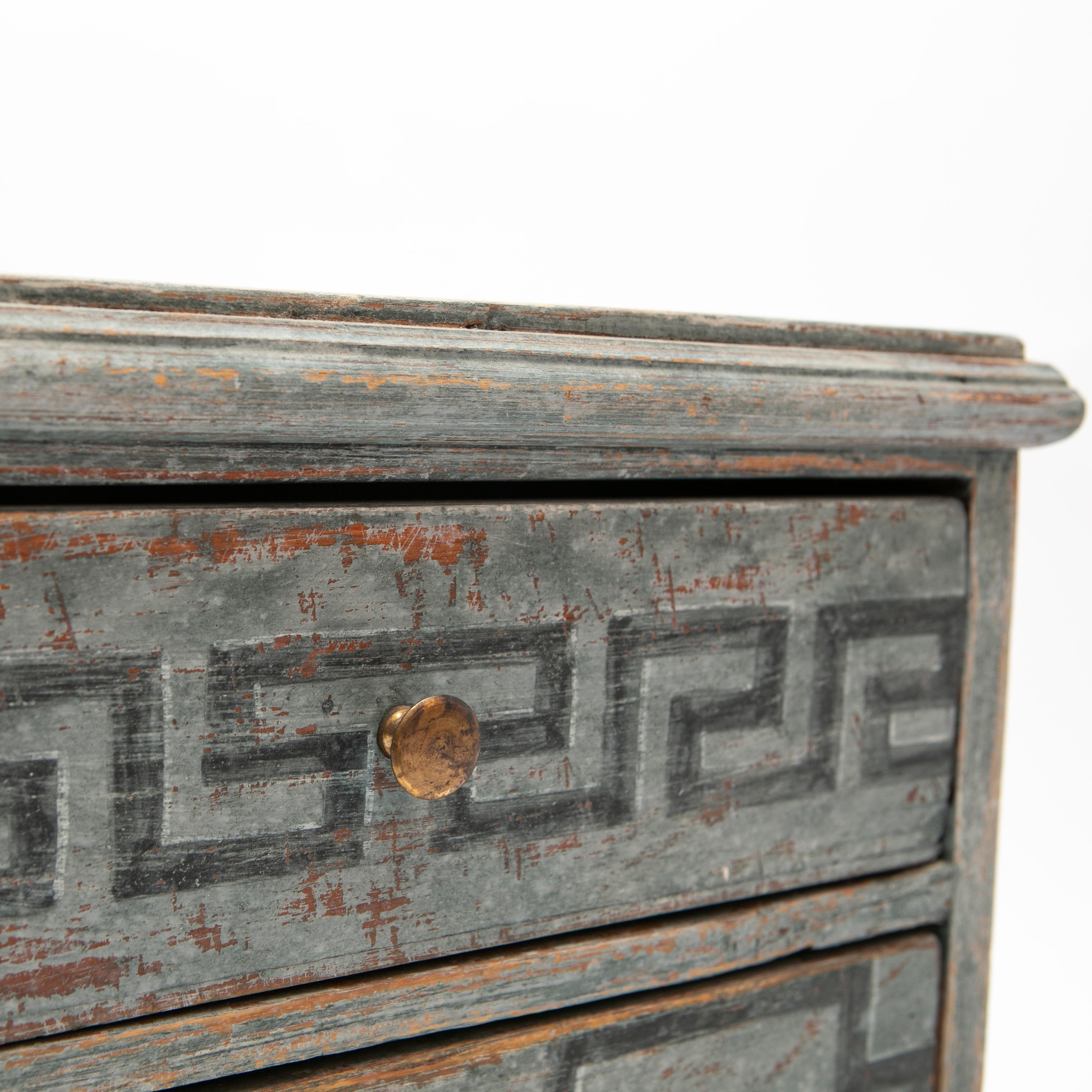 Small Gustavian Chest Drawers Painted Blue 4