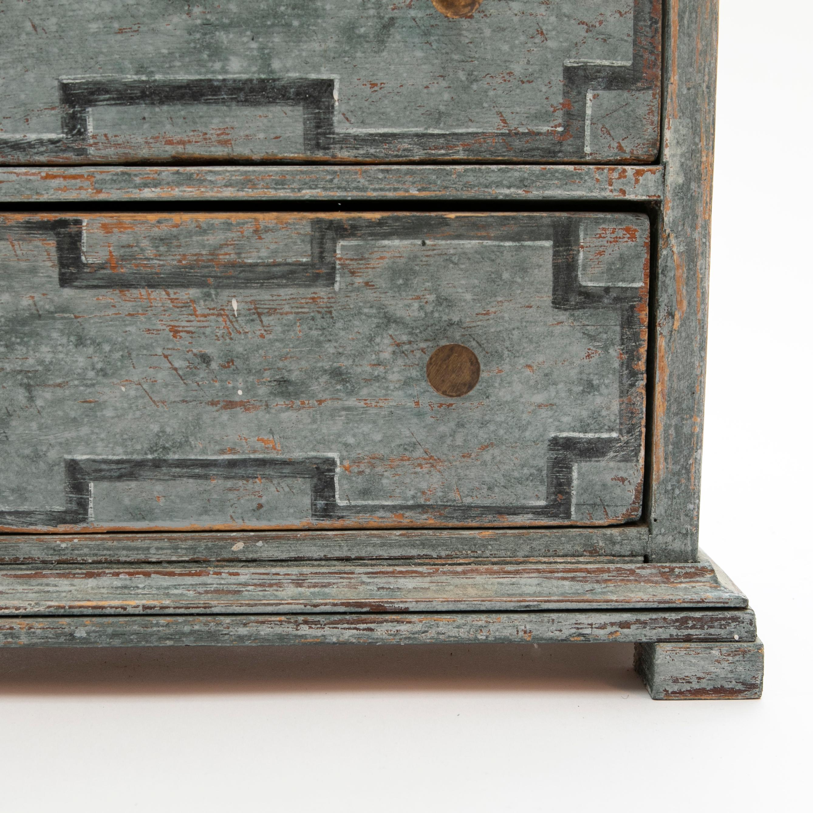 Small Gustavian Chest Drawers Painted Blue 8