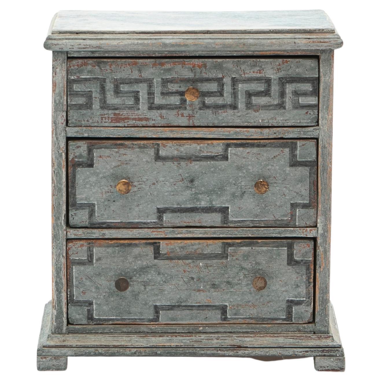 Small Gustavian Chest Drawers Painted Blue