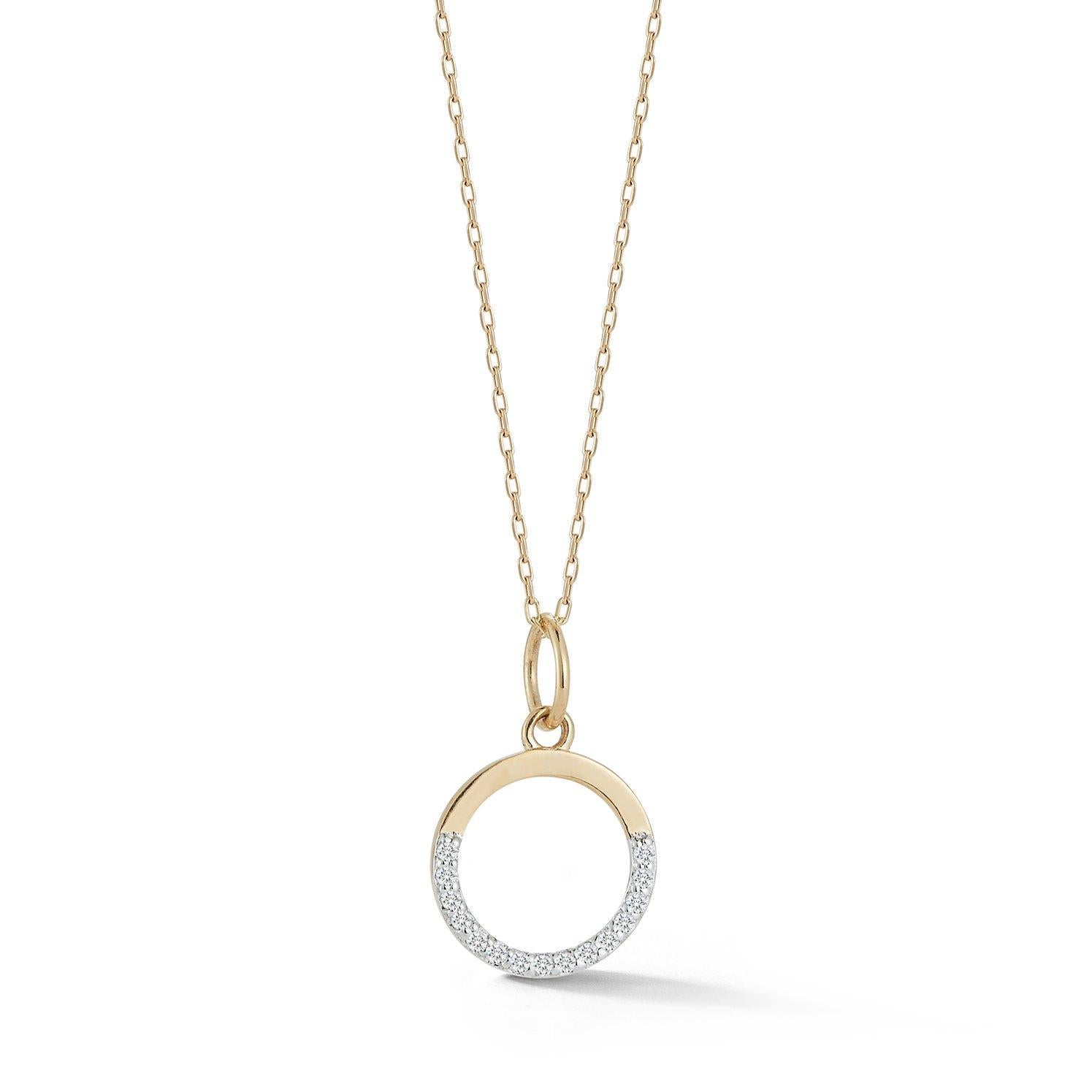 14kt Gold Small Half Moon pendant with diamonds