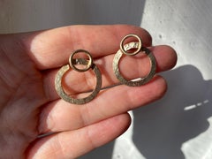 Rossella Ugolini 18K Yellow Gold Hammered Small Hoop Earrings, Italy