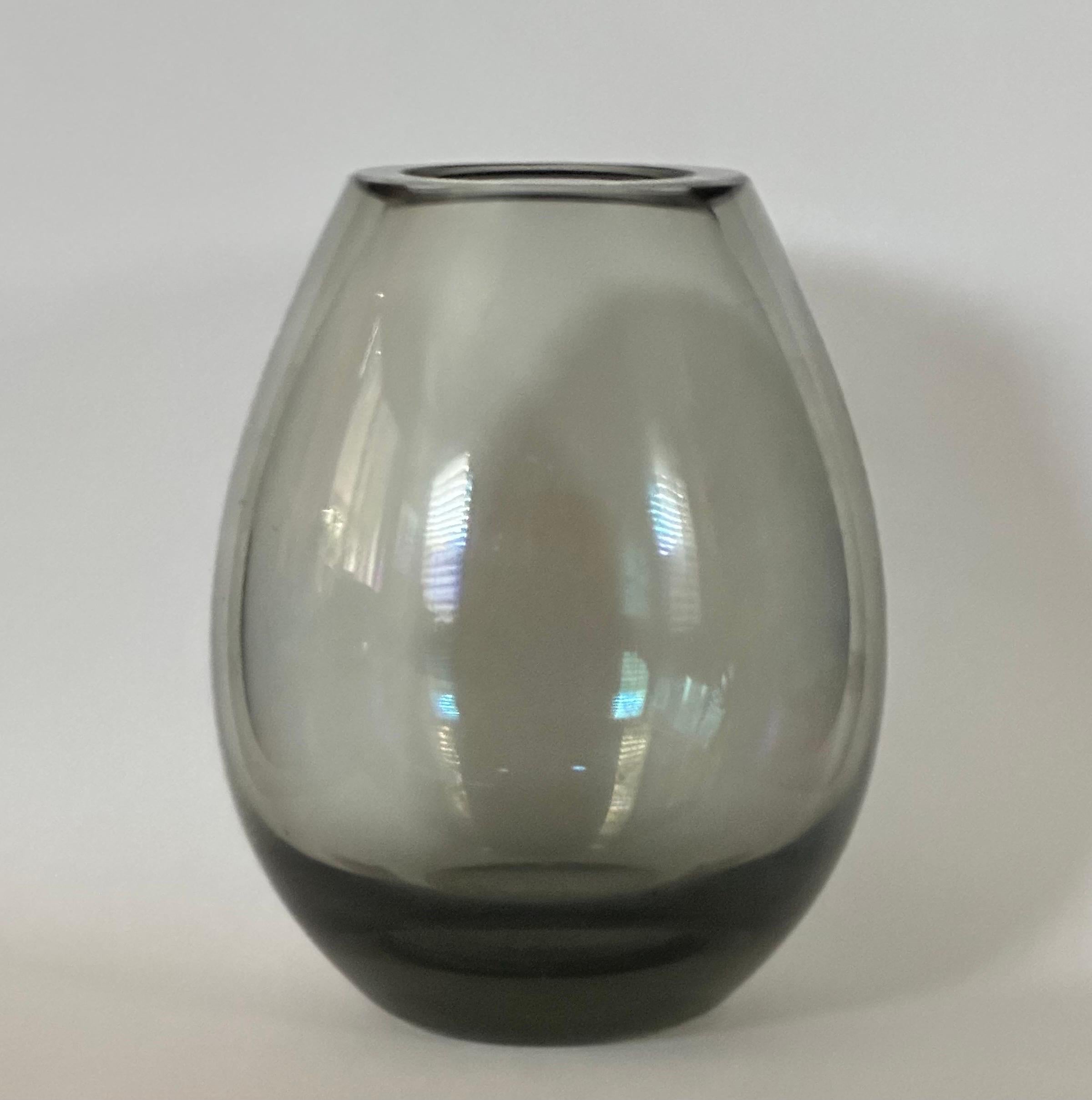 Scandinavian Modern Small Hand Blown Smoked Glass Vase by Per Lutken for Holmegaard For Sale