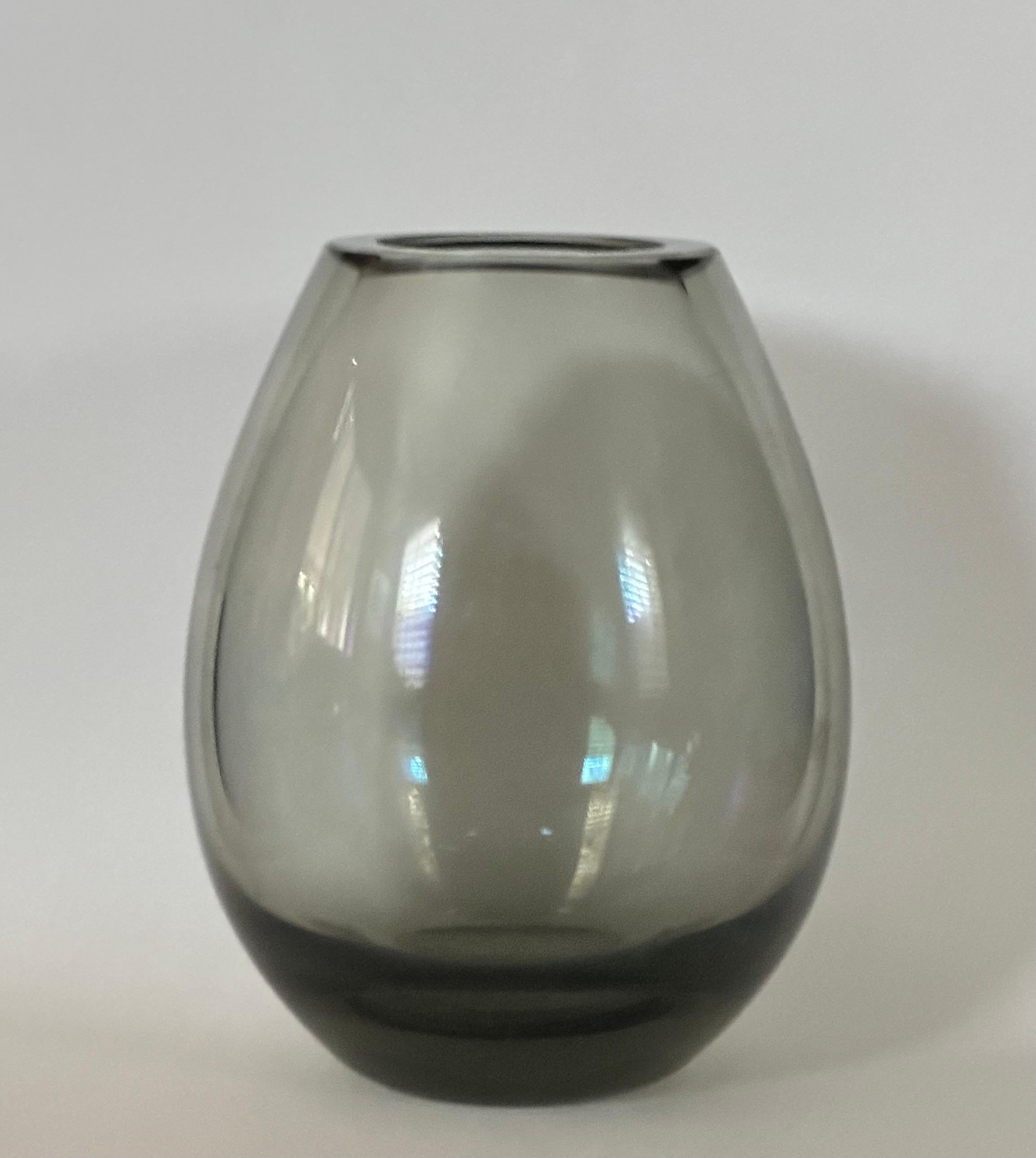 Danish Small Hand Blown Smoked Glass Vase by Per Lutken for Holmegaard For Sale