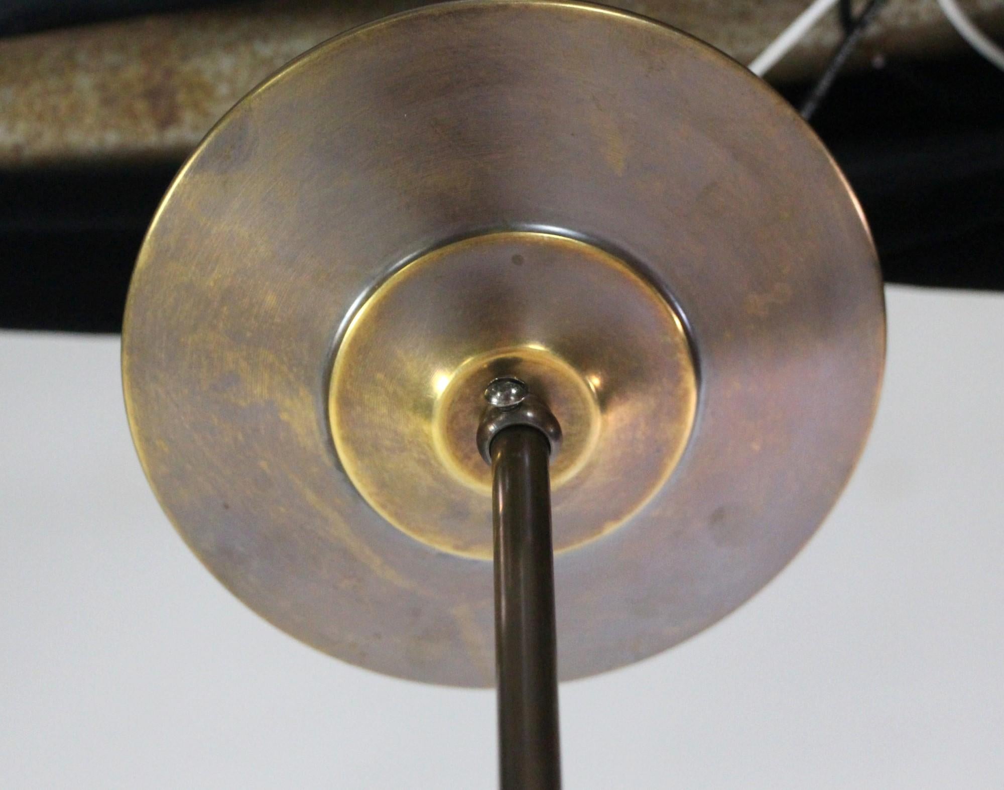 Small Hand Blown Swirled Glass Cone Pendant Light Antique Brass Finish 1