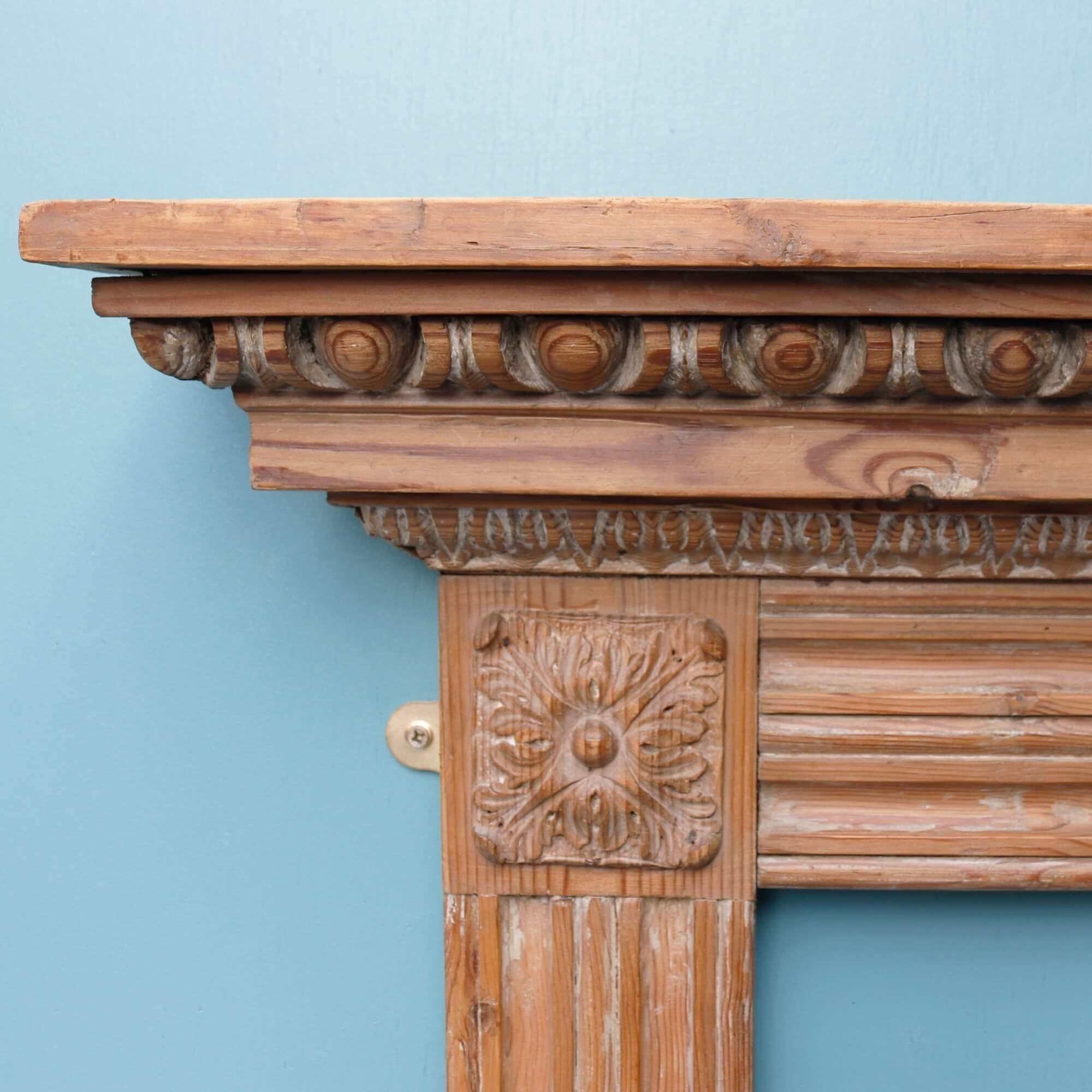 Small Hand Carved Georgian Style Pine Fire Mantel In Fair Condition For Sale In Wormelow, Herefordshire