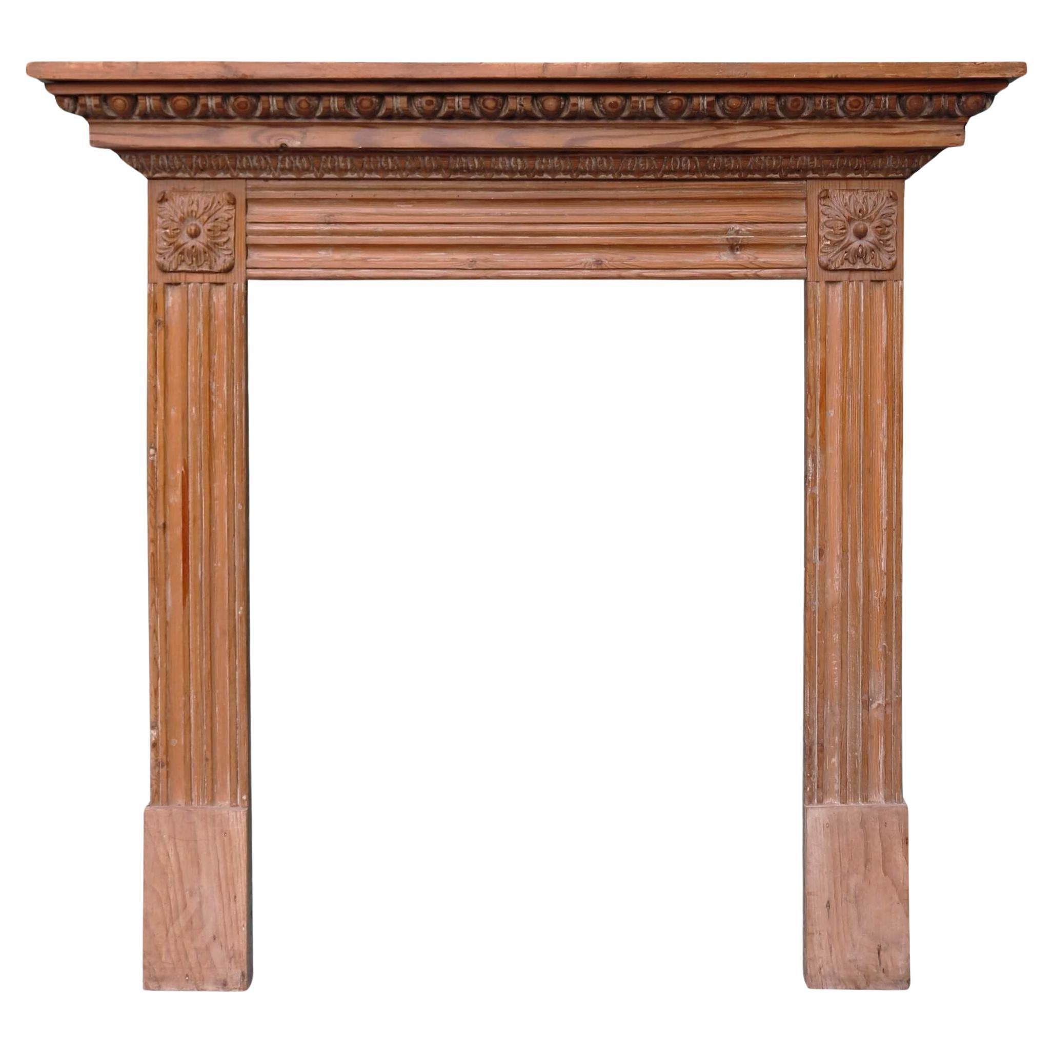 Small Hand Carved Georgian Style Pine Fire Mantel