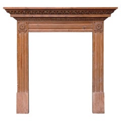 Vintage Small Hand Carved Georgian Style Pine Fire Mantel