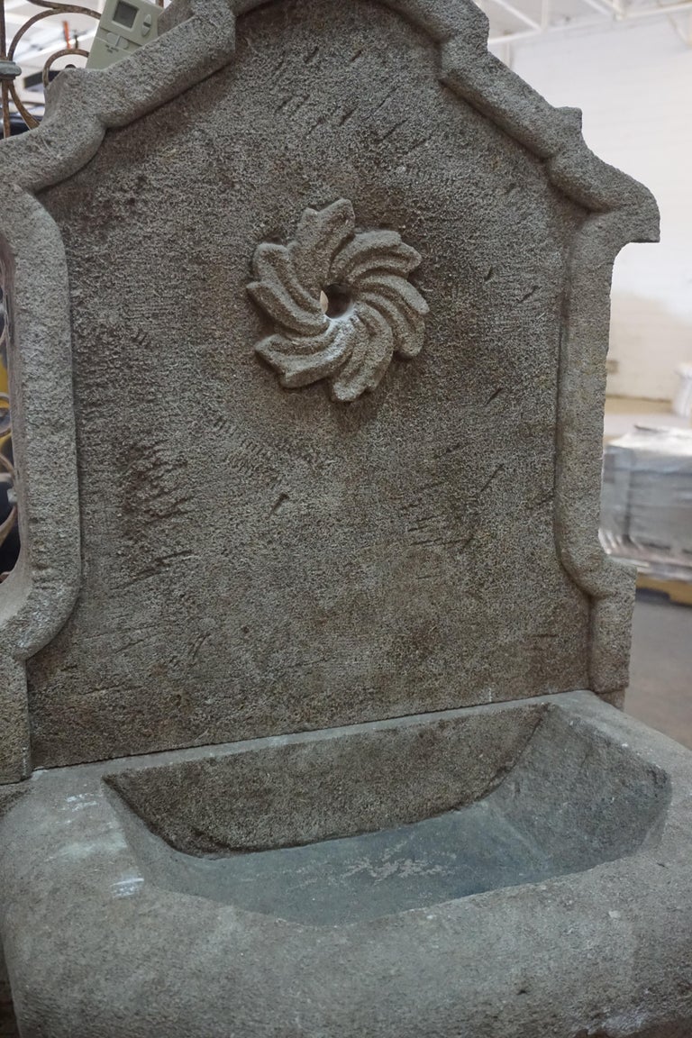 Small Hand Carved Limestone Wall Fountain For Sale at 1stDibs